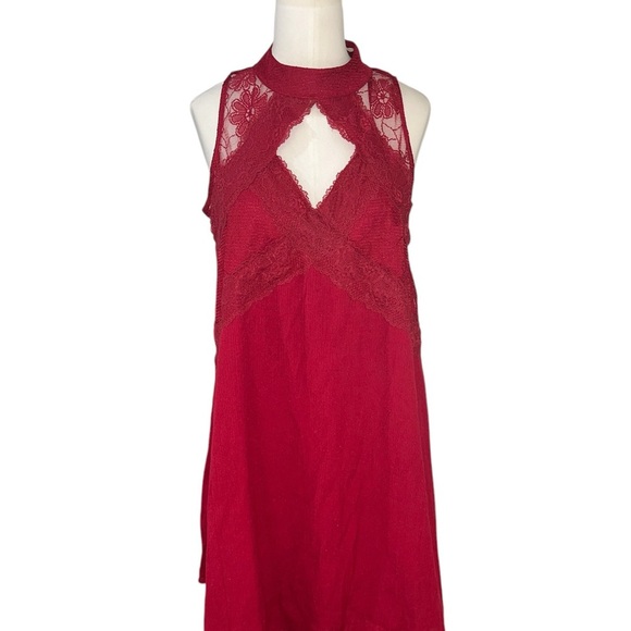 Altar'd State Red Lace Chemise with Intricate Detailing - Picture 1 of 5